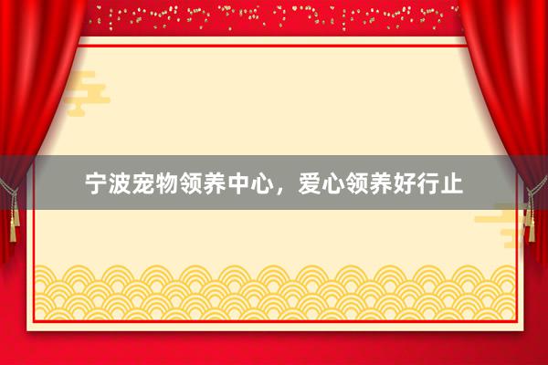 宁波宠物领养中心，爱心领养好行止