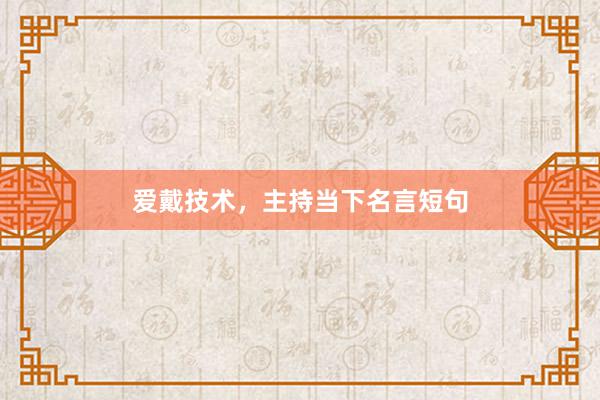 爱戴技术，主持当下名言短句